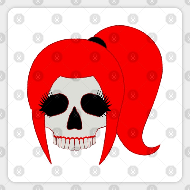 Ponytail Skull Magnet by Nuletto